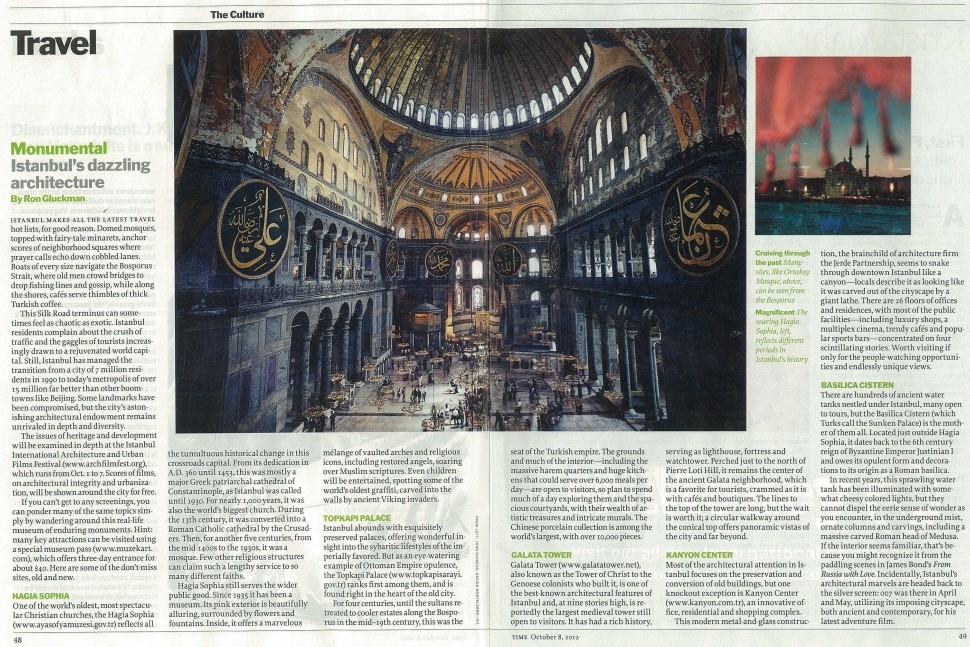 İstanbul’un mimarisi Time Dergisi’nde