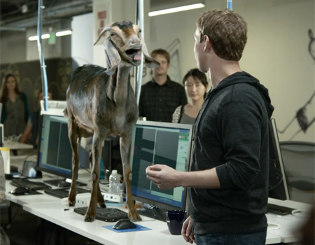 Facebook reklamında Zuckerberg’in rol arkadaşı bir keçi
