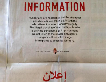 Macaristan göçmenlere gazete ilanı ile sesleniyor