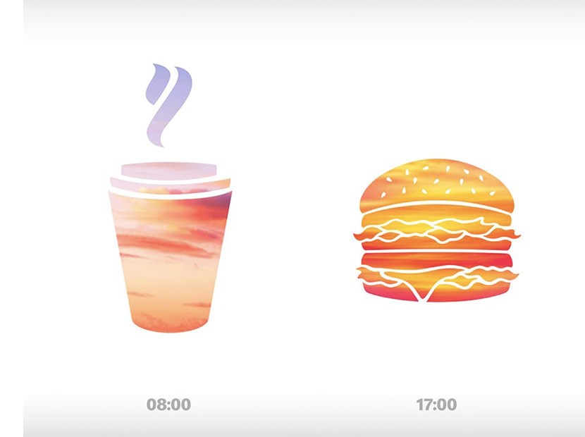 McDonald's'tan farklı saatlere özel minimalist reklamlar