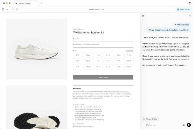 ChatGPT Atlas'tan bir görünüm