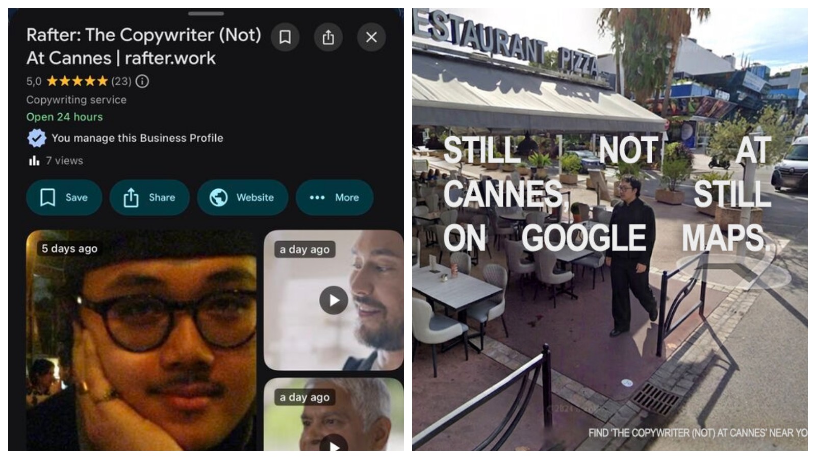 Cannes'a gidemeyen yaratıcı, Google Maps'e sızdı